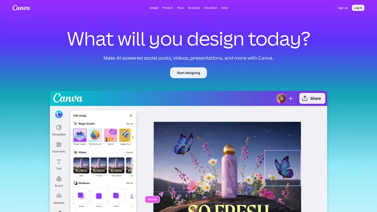 Screenshot of Canva's public website, captured Sep 5, 2026. It shows the vendor's marketing page, not the product in use.