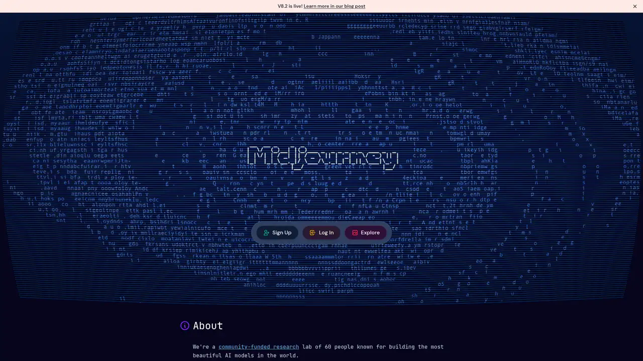 Screenshot of Midjourney's public website, captured Sep 5, 2026. It shows the vendor's marketing page, not the product in use.